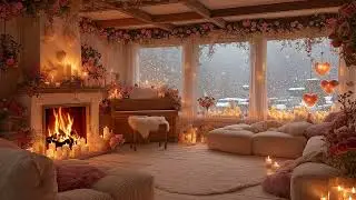 Cozy Winter Night ❄️ Relaxing Soft Piano & Fireplace Sounds for Deep Focus 🌙 Perfect Ambience