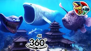 360 Bloop, El Gran Maja, Sea Eater and Leviathan Sea Monsters in City | 360 video 4K