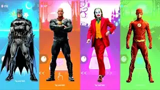 Batman 🆚 Black Adam 🆚 Joker 🆚 Flash | DC Heroes | Tiles Hop Fun Ball