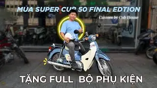 SuperCub 50 Final bản Custom - Full phụ kiện c&ugrave;ng &aacute;o v&agrave; n&oacute;n bảo hiểm độc hiếm