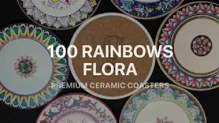 Flora Designed Premium Ceramic Coasters | 100 Rainbows