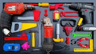 Collection of Repair Tools, Electric Drill, Electric Saw, Hammer With Wriench, Pliers, Hacksaw