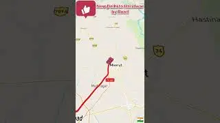 New Delhi to Haridwar by road😌 #map #travel #train #shots #youtubeshorts