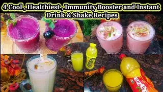 4 Cool Summer Drinks | Immunity booster drinks | Jamun Shot | Banana Shake | Rose Lassi |Mango juice