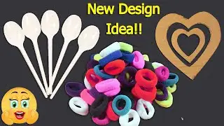 DIY Plastic spoon, heart shaped & Hair rubber bands reuse idea | DIY art and craft | DIY HOME DECO