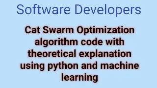 Cat Swarm Optimization Algorithm || CSO algorithm