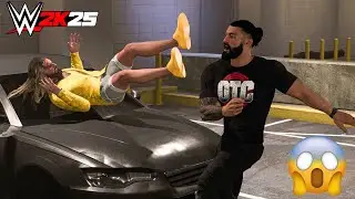 WWE 2K25 - Roman Reigns Destroys Seth Rollins at Backstage | Gameplay