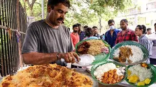 Cheapest RoadSide Unlimited Meals | Indian Street Food | #Meals #Vegmeals #NonVegMeals