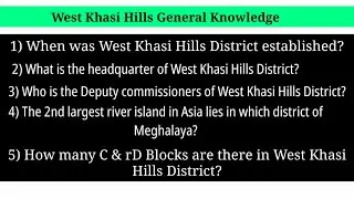 West Khasi Hill District general knowledge
