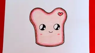 تعليم الرسم للاطفال/رسم توست كيوت للاطفال/رسم طعام كيوت للاطفال/رسم سهل للاطفال/ رسم وتلوين#art 