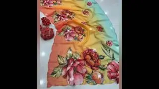 #Party wear Chiffon  floral digital print saree with Embroidery work #latest #ytshorts