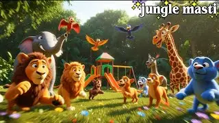 Hindi Rhymes for Kids | जानवरों की मस्ती |Animal Rhymes in Hindi 🦁🐶|Animal Cartoon