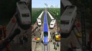 Two ICE 3 high-speed trains are changing tracks and waiting in line #train #railroad #railtrack #...