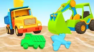 Car cartoon for kids &  Big trucks in sand - NEW Cartoons for babies about cars