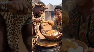 Authentic Zulu Tribe Food Phuthu & Beef Stew 🥣🍖 #tribalfood #triballife #shorts