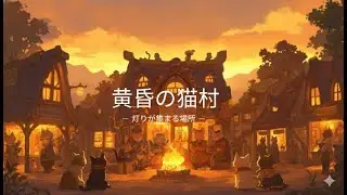 黄昏の猫村 — 灯りが集まる場所 — Fantasy Anime Instrumental Music | Cozy Village, Campfire & Twilight