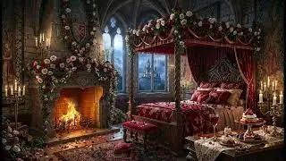 Medieval Fairytale Valentine's Day Ambience | Romantic Fireplace Crackling