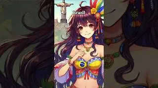 Countries as anime girls #Brazil #Brunei #Botswana #Bosnia #anime #geography music by Suno