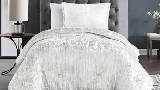 Crinkle Velvet White 2 Piece Twin Comforter Set