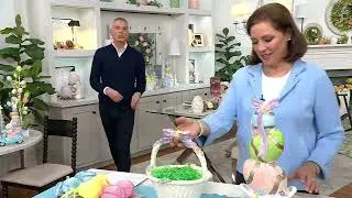 Basket with Handle and Bow with Floral Accents by Valerie on QVC