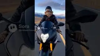 Cat driving a motorcycle🐱 #entertaining #ai #cat #motorcycle fyp