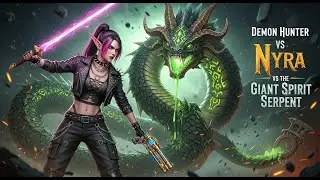 Demon Hunter Nyra vs the Giant Spirit Serpent | Epic 3D Canyon Battle & Leyline Guardian