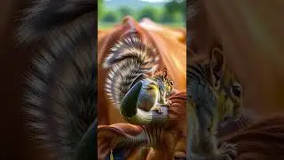 Squirrel Sitting on Cow Horn | Rare Cute Animal Moment