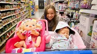 Shopping with Baby Alive Poops and Pees Doll and with Reborn Baby Doll at Walmart