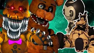 FNaF Animatronics vs Bendy and the Ink Machine Characters (SFM FNaF Fight)