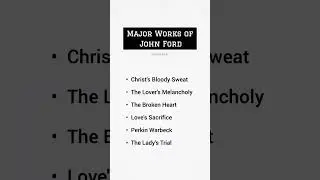 Major Works of John Ford | English literature | #literature #education