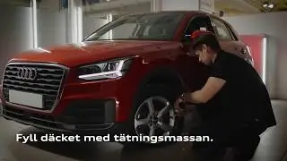 S&aring; anv&auml;nder du reparationssatsen med kompressor vid punktering