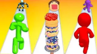 TALL MAN RUN vs PANCAKE RUN vs SIZE UP RUN RACE 3D COLOR - Triple Game