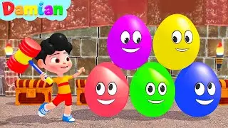 Damian Explores Colorful Surprise Eggs +More| Yes Yes Playground Song | Damian Nursery Rhymes