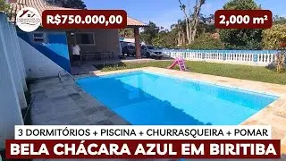BELA CHÁCARA AZUL A VENDA - ESCRITURA - R$750 MIL COM 2.000 M²