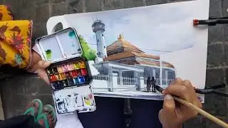 Grand Mosque of Sunan Ampel Surabaya | Sketch Drawing by Penny