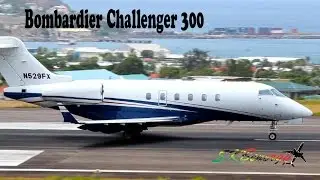 Double !!! Bombardier Challenger 300 departing St. Kitts R.L.B Int'l Airport