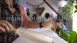 asmr reiki 🌿 spring sound healing session 🌺singing bowls | rattle | kambaba jasper | sprays