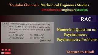 Numerical Question on Psychrometry | Psychrometry Problems