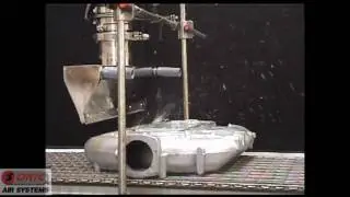 High Velocity Air Blasting Water From Automotive Manifolds