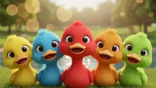 Six Dancing Ducks For Kids | Red Yellow Blue Green Purple Orange | Play & Giggles |