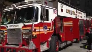 RARE LOOK INSIDE COMPARTMENTS OF FDNY RESCUE 1 DURING KICKOFF OF FIRE PREVENTION WEEK IN MANHATTAN.