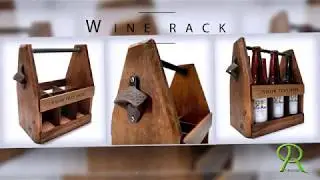 Beer Case and Wine Caddy, Cherry and Walnut Wood with 2 Wine Stoppers