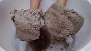 Grey mud huge chunks crumble dry on paste and water 🌊 paste play satisfying sound asmr