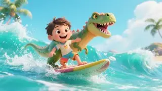 Friendly Dinosaur at the Beach | Silly Dino Song for Kids | Sunny Seaside Adventure