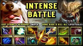 INTENSE CARRY BATTLE | Just Stand & Headshot Sniper Vs. Gon Rage & Kill All Lifestealer | 7.38c DOTA