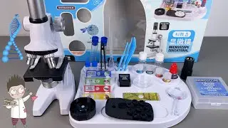 9 minute unboxing ASMR children's optical microscope science experiment set toy | toy review
