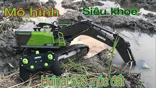 Máy xúc 593 múc nạo múc kênh rạch quá khoẻ || mô hình scanle mini