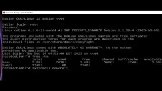Debian server how to resize VM terminal login like a root and power-off machine