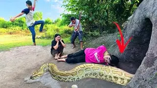 Brave Expert Rescues Girl from Giant Anaconda in a Mysterious Cave