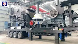 50 tph River Stone Mobile Crushing Plant with 4 in 1( feeder+jaw crusher+cone crusher+screen) #rock
